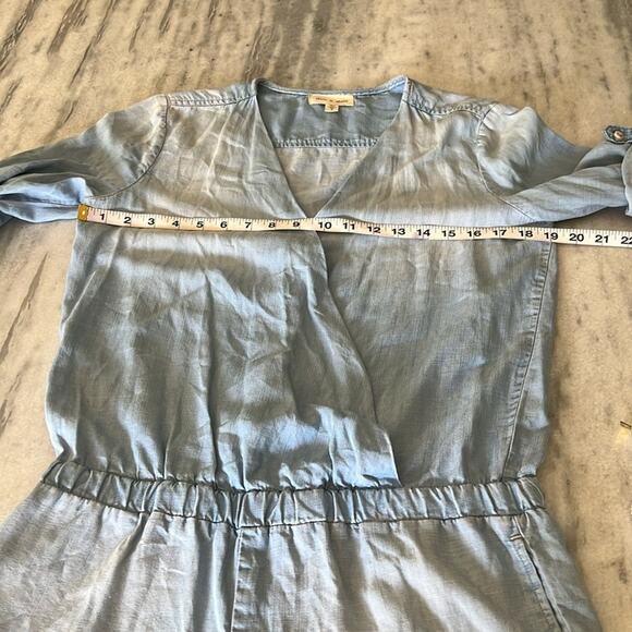 Anthropologie Cloth & Stone chambray romper Woman’s Size S Convertible Sleeve - Picture 11 of 16
